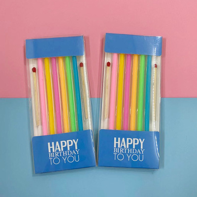 Spot Supply PVC Box with Match Candle Birthday Cake Party Slender Candle Baking Packaging Wholesale