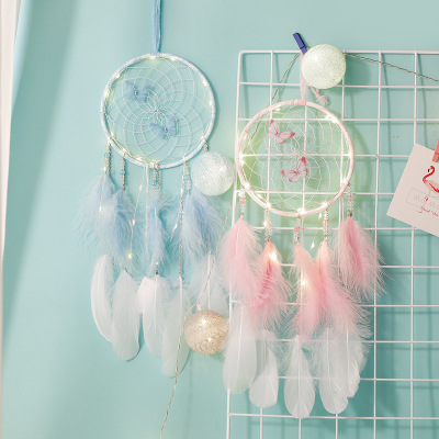 Self-Created New Creative Home Crafts Dreamcatcher Ins Style Girly Heart Gift Colorized Butterfly Wind Chimes Pendant