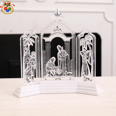 BC-002 Screen Manger Christian Christmas Ornament Resin Crafts Home Decoration Led Small Night Lamp