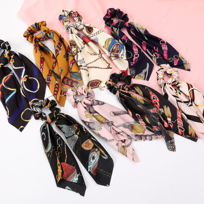 Cross-Border Amazon New Fashion Bowknot Hairware Scarf Square Scarf Hair Ring Updo Hair Rope Factory Wholesale