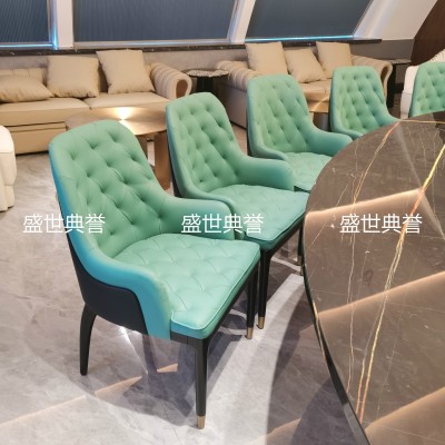 High-End Club Solid Wood Dining Table and Chair Exquisite Restaurant Solid Wood Chair Star Hotel Box Bentley Chair