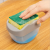 Brush Detergent Dispenser Press Type Automatic Liquid Outlet Box Scouring Pad Dish Brush Soap Lye Box Absorbing Device with Scale