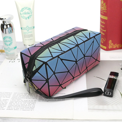 New Top-Selling Product Fashion Cross-Border Cosmetic Bag Women's Colorful Rainbow Geometric Rhombus Rectangle Clutch Tote
