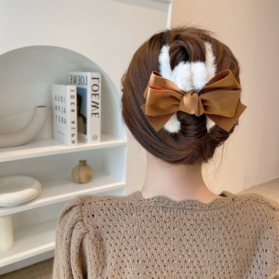 Fur Barrettes Back Head Grip Korean Plush Clip Hairware Bow Hair Clip Updo Gadget