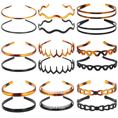 Foreign Trade Popular Style Retro Trendy Headband Elegant Bright Black Toothed Spray Paint Headband Wholesale Love Wave Head Buckle Hair Accessories