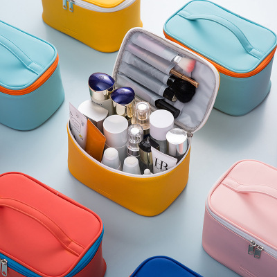 Korean Style Pu Portable Cosmetic Bag Ins Style Portable Travel Skincare Women's Cute Toiletry Bag Cosmetic Storage Bag