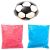 Gender reveal blue pink boy girl football scoccer with powder smoke