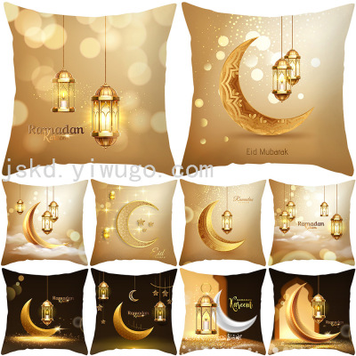 Amazon Cross-Border Pillow Cover Golden Moon Peach Skin Fabric Ethnic Print Throw Pillowcase Home Bedroom Cushion Cover