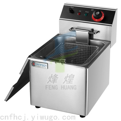 6 Liters Deep Frying Pan Commercial Single Cylinder Fryer Stall Electric Frying Machine Large Capacity French Fries Fryer