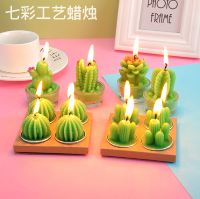 Succulent Plant Cactus Candles 4 PCs Birthday Artistic Taper and Candle Joss Sticks Manufacturer Supply Wholesale