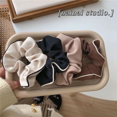 South Korea Dongdaemun Elegant Hair Accessories Sweet Milk Coffee Color Large Intestine Hair Band Cotton Linen French Simplicity Head Rope B451