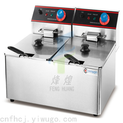 6 Liters Electrical Twin-Tank Frying Oven Fryer Stall Electric Frying Machine Large Capacity French Fries Fryer