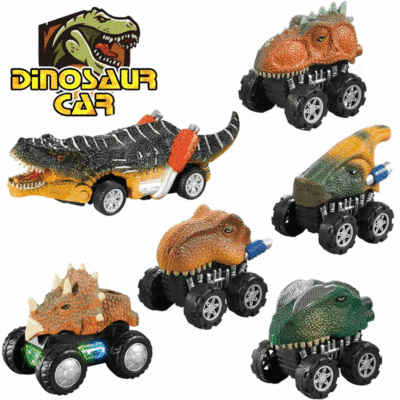 Direct Sales Amazon Electric Universal Dinosaur Car Toy Rotating Sound and Light Children Replica T-Rex Warrior Toy Car