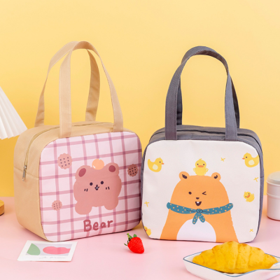 New Square Cartoon Large Capacity Insulated Bag Portable Lunch Bag Large Capacity Heat and Cold Insulation Lunch Bag