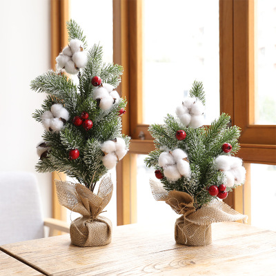 Christmas Chinese Hawthorn Cotton Tree Small Pot Plant PE Emulation Christmas Tree Creative Desktop Decoration Holiday Atmosphere Layout