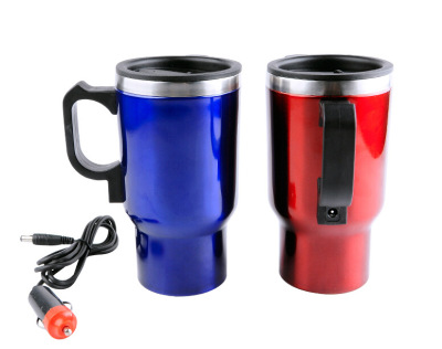 Hot-Selling Inner Steel Outer Steel Double-Layer Stainless Steel Heating Cup Car Charger Hot Water Cup Car Heating Cup 
