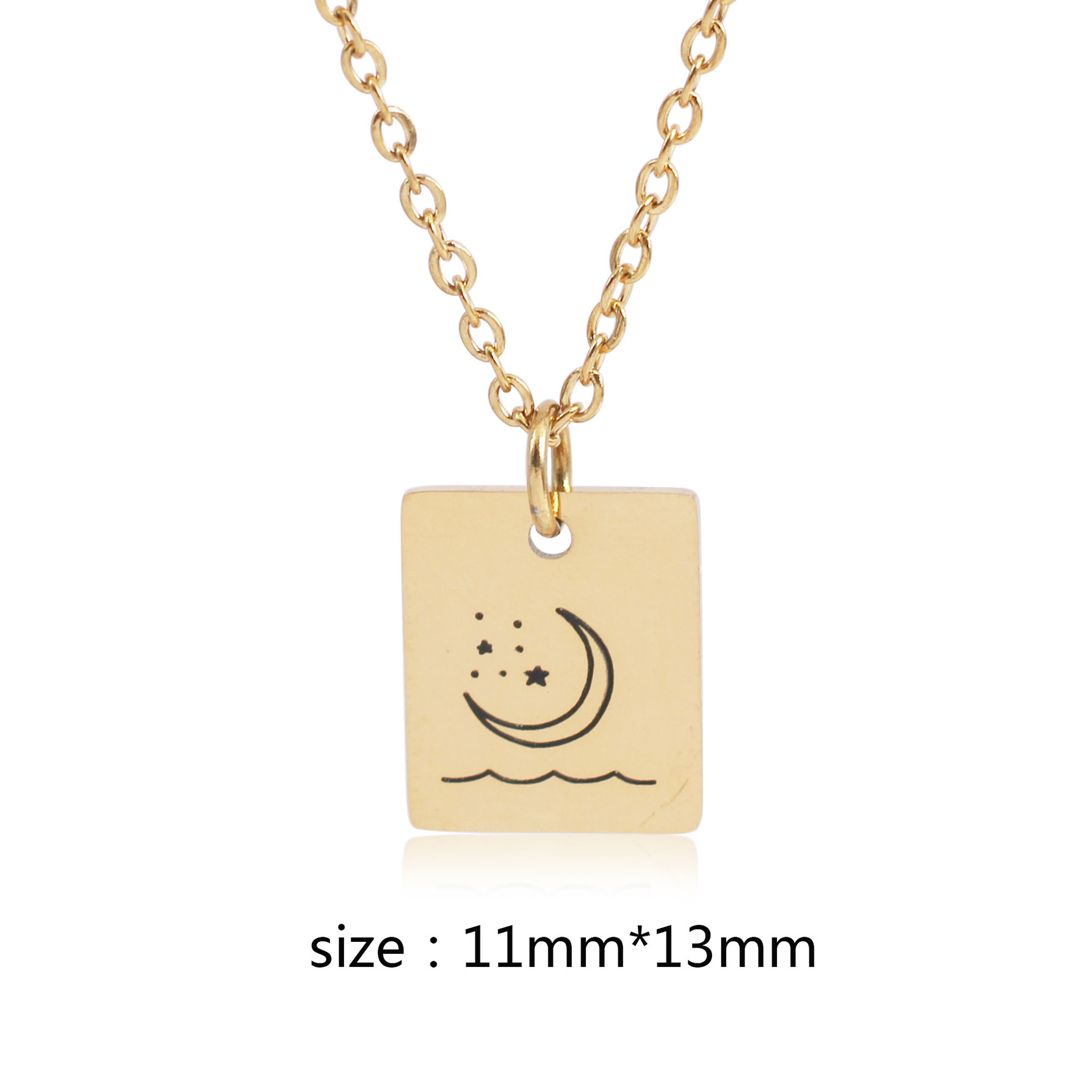 Hot Selling Sun Moon Square Plate Pendant Necklace Cold Style Women's Titanium Steel Clavicle Necklace