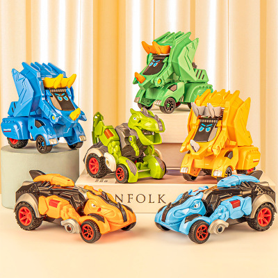 Children's Inertia Impact Transformer Dinosaurs Car Triceratops Transformation Engineering Car Tyrannosaurus Model Car Toy Car Stall