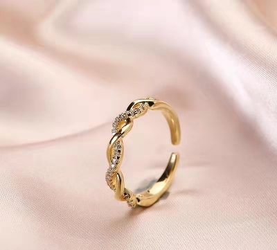 Creative Weaving Twisted Opening Ring Fashion, Personalized and Exaggerated Index Finger Ring Ins Fashion Ring Cross-Border Simple Direct Sales