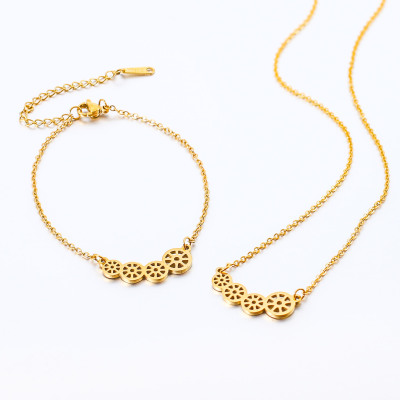 New Arrival Mirror Hollow Lotus Root Gear Wheel  Pendant Stainless Steel Bracelet Personality Lotus Root Slices Bracelet