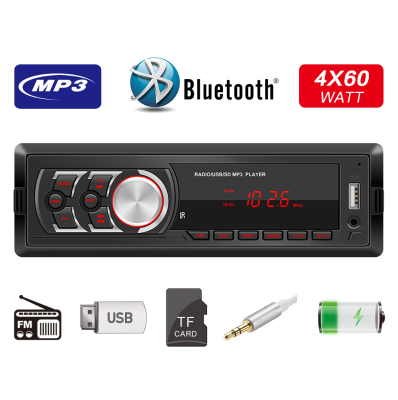 12V Card Inserting Machine Removable Panel Vehicular Bluetooth MP3 Player FM Radio U Disk SD Card Host 1781e