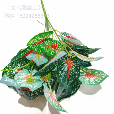 Green Radish Back of Turtle Sweet Potato Color-Changing Wood Lifestrong Rubber Leaf Artificial Green Plant Decorative Soft Outfit Engineering Plant Wall