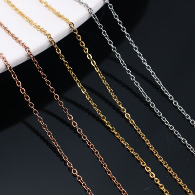 Women's 1.5mm Stainless Ornament Necklace Necklace Titanium Steel Chain Clavicle Chain round O-Shaped Cross Chain plus Extension Chain