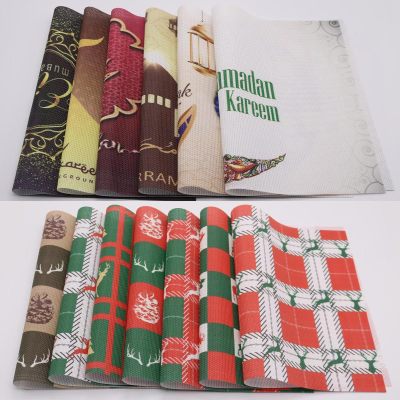 Wholesale Muslim Ramadan Color Printing Teslin PVC Placemat Dining Table Cushion Waterproof Tablecloth Table Mat Placemat Home