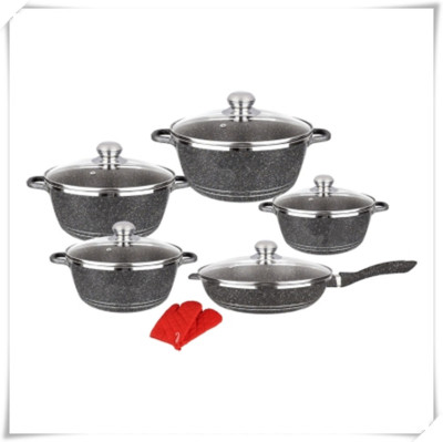 Die Casting Aluminum Pot Kitchenware Brand 12-Piece Set Medical Stone Pot Set Set Pot Non-Stick Pan Kitchen Supplies Wholesale