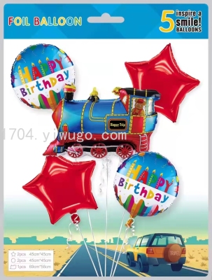 5PCs New Cartoon Car Birthday Theme Aluminum Foil Balloon Set Birthday Party Layout