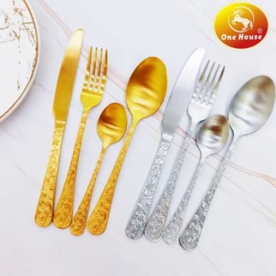 Stainless Steel Kunting Handle Tableware Knife, Fork and Spoon Small Spoon