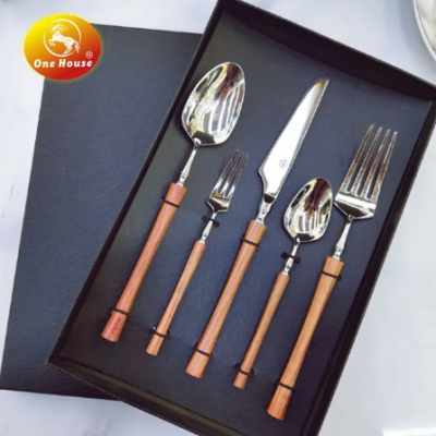 Yellow Rosewood 304 Small Waist Handle Tableware 5-Piece Gift Box