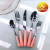 Jingzhi Factory Direct Sales Porcelain Handle Stainless Steel Tableware Creative Color Glaze Knife, Fork and Spoon Suit