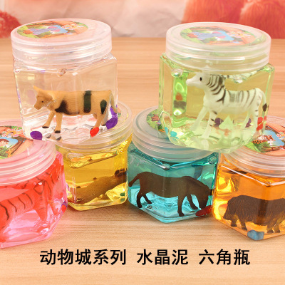 Animal Hexagonal Bottle Crystal Mud Colored Clay DIY Jelly Mud Plasticine Transparent Crystal Mud Light Brickearth