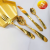 Stainless Steel round Head Curved Handle Tableware Gold-Plated Knife, Fork and Spoon Small Spoon