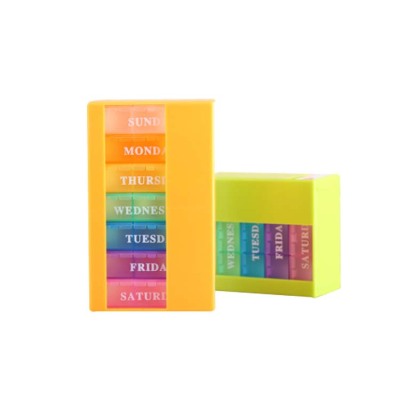 Rainbow Color 7 Days Plastic Pill Box 21 Grid Pill Box Square Pill Box/Plastic Box Exclusive for Foreign Trade
