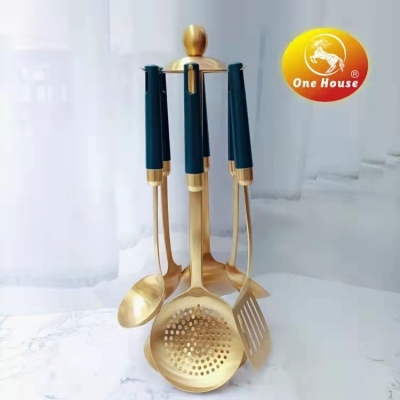 Household Stainless Steel Gold-Plated Kitchenware Seven-Piece 12 Sets/Piece