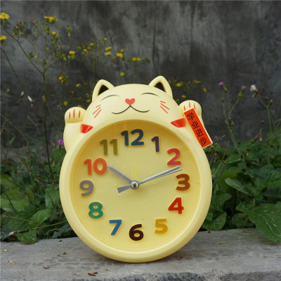Children Student Mini Bedside Alarm Clock Creative Cartoon Cat Alarm Clock Cute Desktop Plastic Clock Decoration