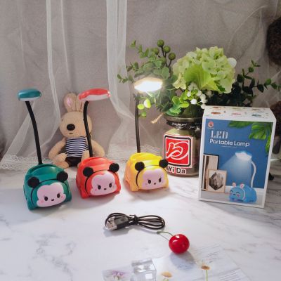 USB Rechargeable Desk Lamp First Gear Light Cartoon Student Pen Holder Led Small Night Lamp Children's Dormitory Portable Table Lamp