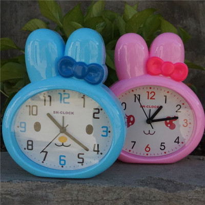 Cute Cartoon Rabbit Children's Little Alarm Clock Student Fashion Clock Creative Bedroom Personality Bed Head