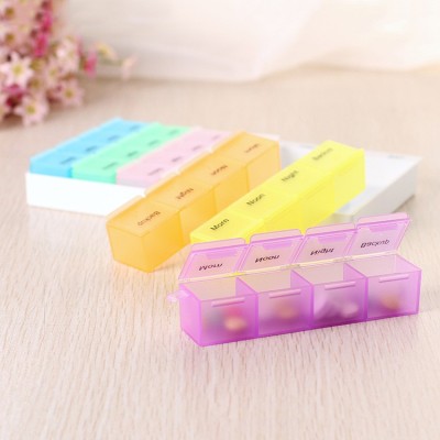 One Week Color with Hook 28 Grid Travel out Can Be Split Single Portable Colorful 28 Grid Pill Box for Foreign Trade