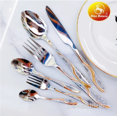 Stainless Steel Tableware Pointed Tail S Pattern Knife, Fork and Spoon