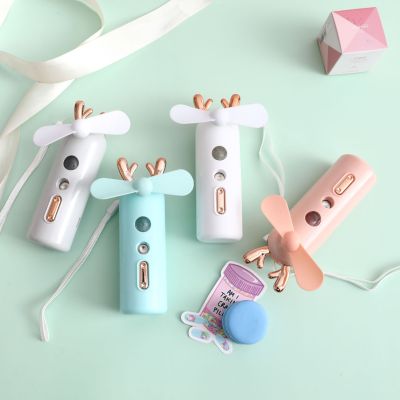 Nano Automatic Spray Moisturizing Instrument Moisturizing Mini-Portable Electric Fan Charging Humidifying Deer Spray Rechargeable Fan