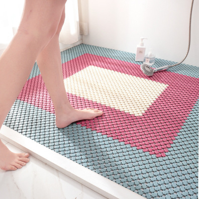 New PVC Full-Bed Bathroom Splicing Floor Mat DIY Home Bathroom Shower Room Bath Waterproof Non-Slip Foot Mat