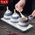 Ceramic Pot King Japanese-Style Ceramic Seasoning Jar Salt Shaker Set MSG/Seasoning Can Seasoning Bottle Household Set Three-Piece Set