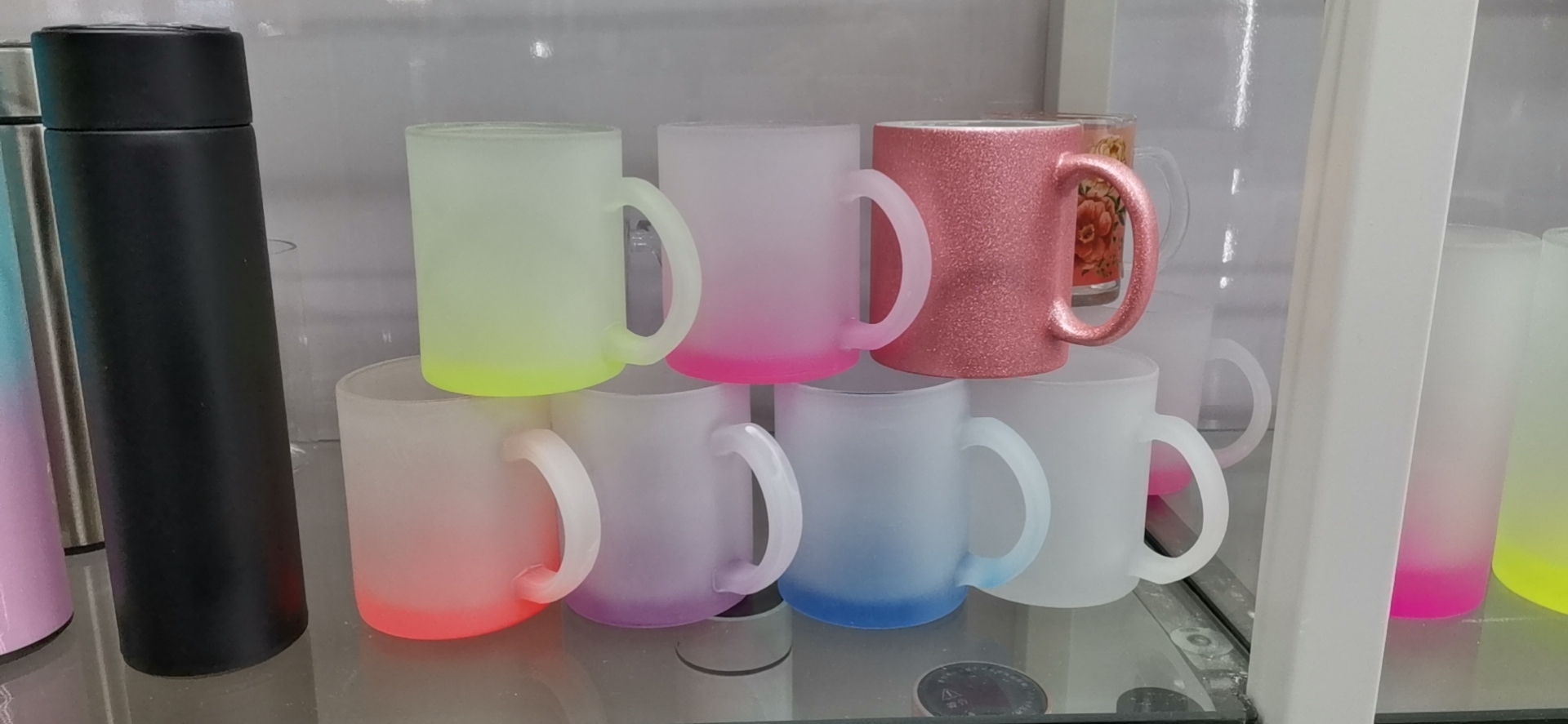 热转印涂层马克杯彩色玻璃，热升华，荧光漆彩底11盎司330毫升ml