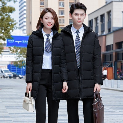 down Cotton-Padded Jacket for Men and Women 2022 New Mid-Length Zipper down Jacket Thickened Business Wear Jacket Commuter
