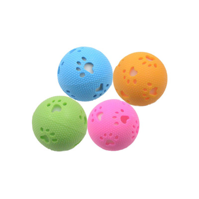 Factory Wholesale Hollow Footprints Luminous Ball Bite-Resistant TPR Environmental Protection Elastic Ball Dog Sound Pet Toy Supplies