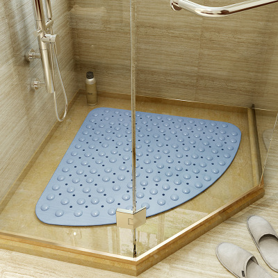 Hotel Simple Solid Color Fan-Shaped Bathroom Non-Slip Mat Shower Room Massage Foot Mat Household Bathroom Hydrophobic Mat