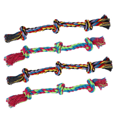 Pet Cotton Rope Toy Three-Section Cotton Rope Colorful Cotton Knotted Rope Dog Training Bite Bends and Hitches Factory Direct Sales
